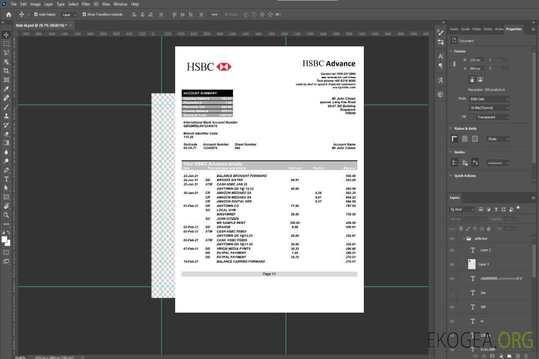 Singapour HSBC word pdf template